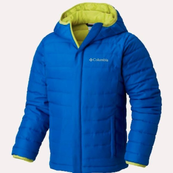 Columbia Other - Columbia Powder Lite Puffer Jacket Blue lIme Green Boys Size S
